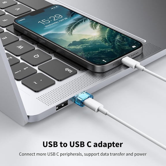 RIHJIN-10 Packs USB Male to USB-C Adapter ,A to C Super Fast Charging Transfer and OTG Function, A to USB-C Adapter Compatible with iPhone15/16/17 Plus Pro Max/iPad Pro Air 4 Mini 6 Almost USB Device