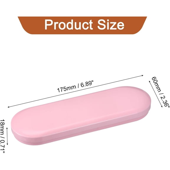 RIHJIN-2 Pcs Metal Tin Box Container, 6.9x2.4x0.7 Inch Oval Empty Hinged Lid Box Mini Portable Storage Containers for Candy Drawing Pin Crafts, Pink