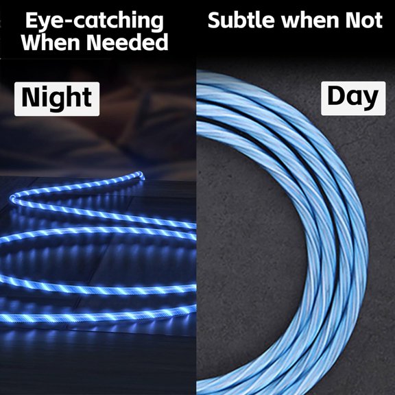 RIHJIN-3.3FT USB C Charging Cable, Flowing Light Up Charger Cord, Compatible with Samsung Galaxy, iPhone 16/15, iPad, and More (Blue)