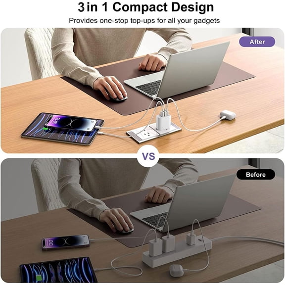 RIHJIN-3 USB A Ports Charger Block Cell Phone wall ChargersUSB Cube wall Plugfor iPhone 14/13/12/11/X/XR/X/8/7/6, Galaxy, Android Phones and MoreIvory