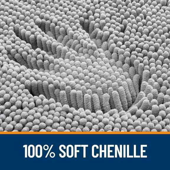 RIHJIN-30-inch Round Bathroom Rugs, Extra Soft and Absorbent Chenille Bath Rugs, Quick Dry Machine Washable Bath Mats for Bathroom Floor, Tub and Shower, Home Decor Accessories, Grey