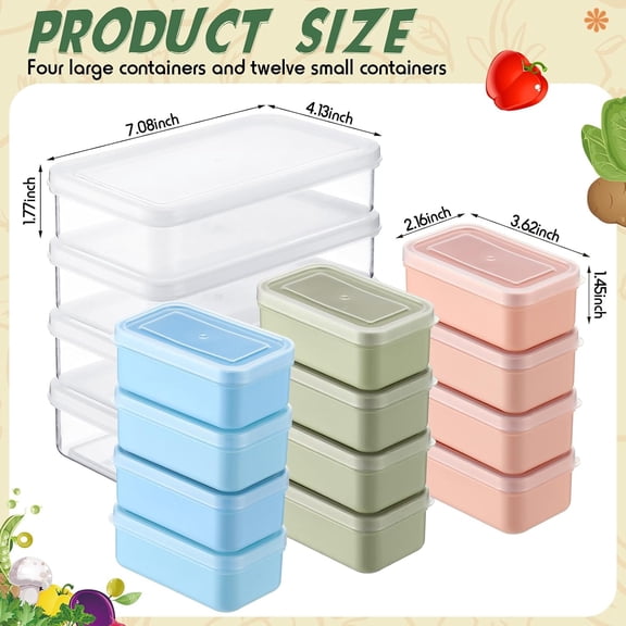 RIHJIN-4 Set Snack Containers with 3 Removable Compartments Reusable Snack Box with Lids Stackable Meal Prep Containers for Fridge Charcuterie Candy Nuts Spice, Microwave Dishwasher Safe