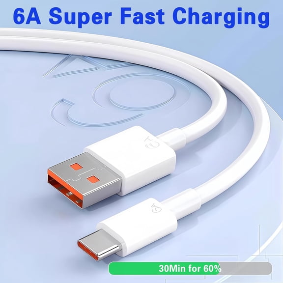 RIHJIN-5pack USB A to C Cable 60W2 * 6.6Ft+3 * 3.3Ft Fast Charging 6A Quick Charger Cord, Compatible with iPhone 17/16/15,Samsung Galaxy S10 S9 S8 Plus, Note 10 9 8, LG V50 V40 G8 G7 (White)