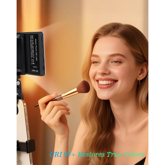 RIHJIN-60 LED Portable Selfie Light Video Conference Lighting with Clip & Camera Tripod Adapter Rechargeable 2000mAh CRI 97+, 3 Light Modes for Phone iPhone Webcam Laptop Photo Makeup (Black)