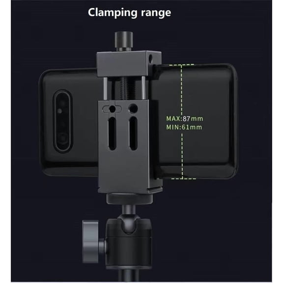 RIHJIN-Aluminum Metal Phone Tripod Mount with 3 Cold Shoes & 1/4" Arca Port,360Rotation Cell Phone Tripod Adapter for Phone Stand Holder, Compatible for iPhone Samsung and Other Smartphone