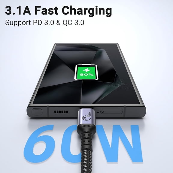 RIHJIN-Android Auto USB C Cable [6.6ft 2Packs], 10Gbps Data Transfer USB A to USB C Cord Compatible with Car Play, Car Charger, iPhone 16/15, Samsung Galaxy