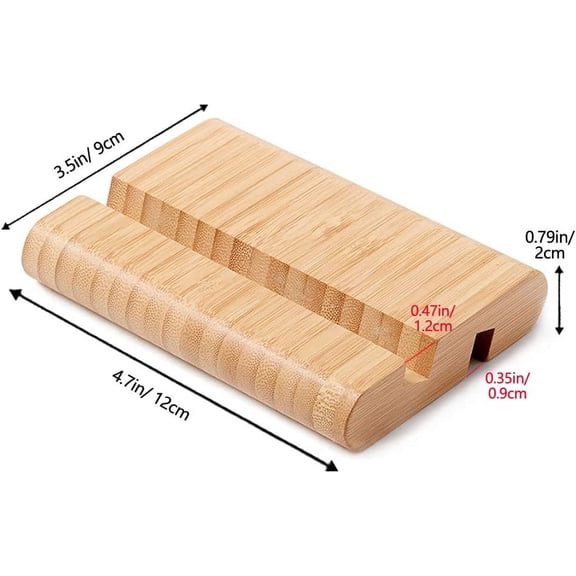 RIHJIN-Bamboo Cell Phone Stand Wooden Tablet Stand for Desktop, Wood Cell Phone Holder Desk Tablet Holder Mobile Stand for iPhone iPad Tablets and All Phones (Large Size)