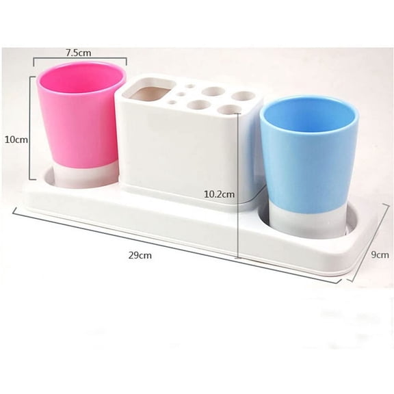 RIHJIN-Bathroom Toothbrush Toothpaste Stand Organizer Plastic Storage Rack Set