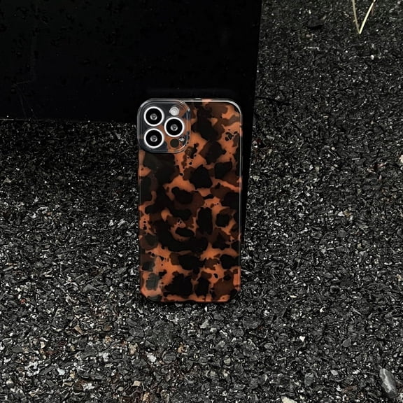 RIHJIN-Case Compatible with iPhone 13 Pro, Tortoise Shell Amber Brown Leopard Print | Retro Chic Stylish Classic Cute Protective Cover,6.1inch