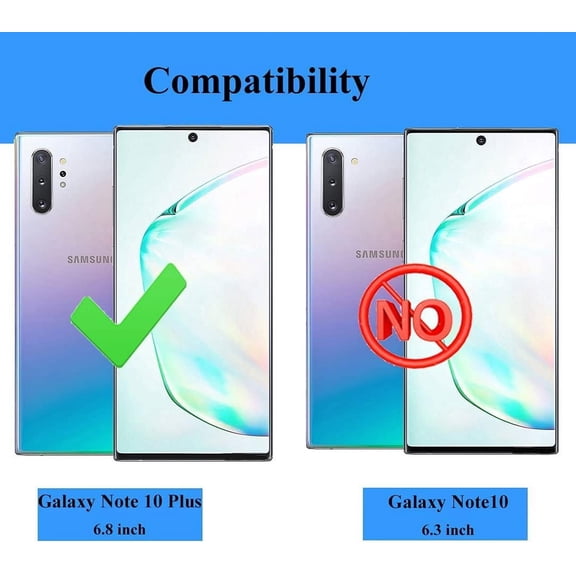 RIHJIN-Compatible for Samsung Galaxy-Note-10-Plus Phone Case, Heavy Duty 3 in 1 Samsung Galaxy Note 10 Plus Case, Military Grade Shockproof Phone Case Cover for Samsung Note 10 Plus, Black