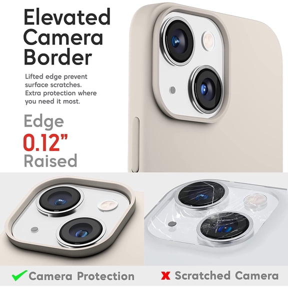 RIHJIN-Compatible with iPhone 15 Case Stone, Liquid Silicone Case Phone Cover Slim Protective, Soft Anti-Scratch Light Beige Tan Cream Warm Sand [Shockproof] 6.1 inch 15 - Stone