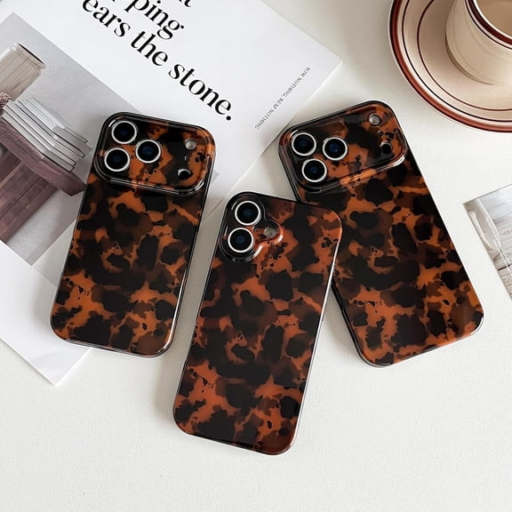 RIHJIN-Compatible with iPhone 17 Pro Case for Women, Fashion Fall Tortoise Shell Phone Case, Classic Soft TPU Protective Shockproof Cover Compatible with iPhone 17 Pro 6.3'', Color1