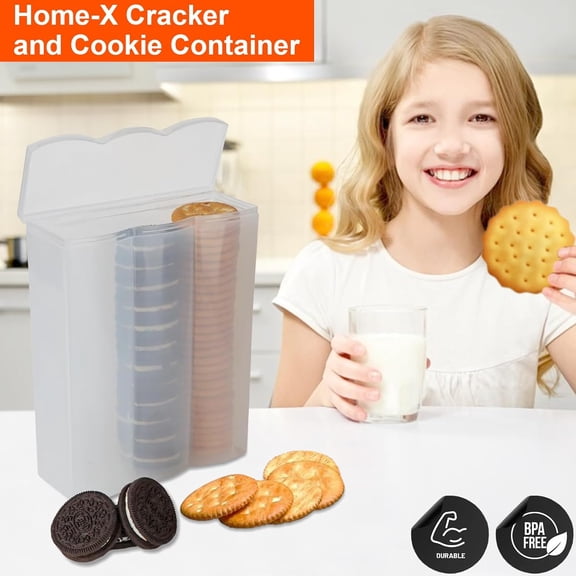 RIHJIN-Convenient Cracker & Cookie Keeper - Airtight Storage Containers Perfect for Preserving Freshness - Saltine Cracker & Cookie Keeper - Crush-Proof Round & Square - 3 Rows