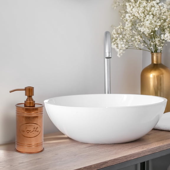 RIHJIN-Copper Farmhouse Soap Dispenser Kitchen - Liquid Soap Dispenser for Bathroom - Dispenser for Hand Wash, Sanitizer, Lotion, and Rustic Copper Bathroom Accessories, 17.5 oz