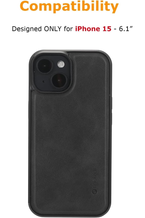 -GripBig Series for iPhone 15 Case, Built-in Metal Plate for Magnetic Mount, Works with Qi-Certified Chargers, Compatible with iPhone 15, Black/Black