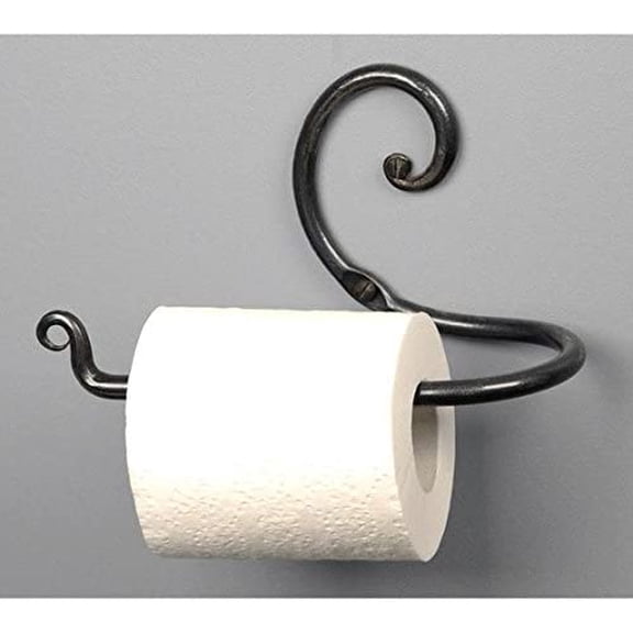 RIHJIN-Handmade Bathroom Toilet Paper Holder Wall-Mounted Wrought Iron Forged Metal Dispenser, Rustic Bathroom Storage, Durable and Stylish Lavatory Accessory for Home Bathroom Decor