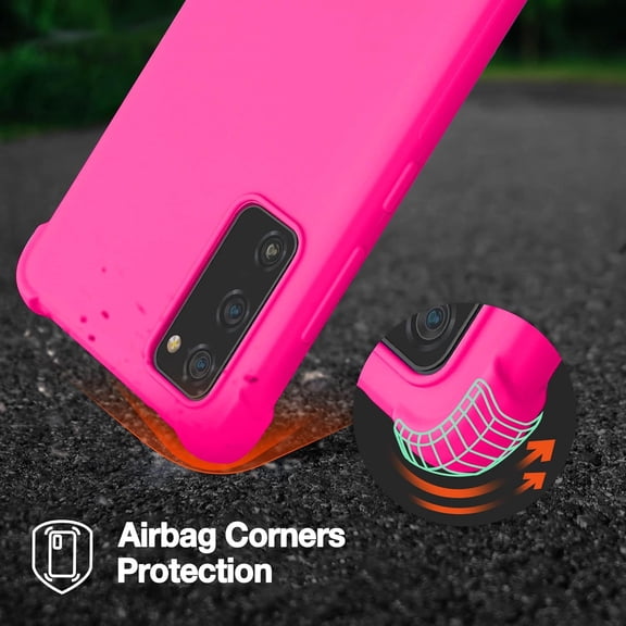 RIHJIN-Hot Pink Case with Soft Finish for Samsung Galaxy S20 FE 5G, Shockproof Bumper Protective Silicone Stylish Cell Phone Back Cover with Bright Vibrant Color