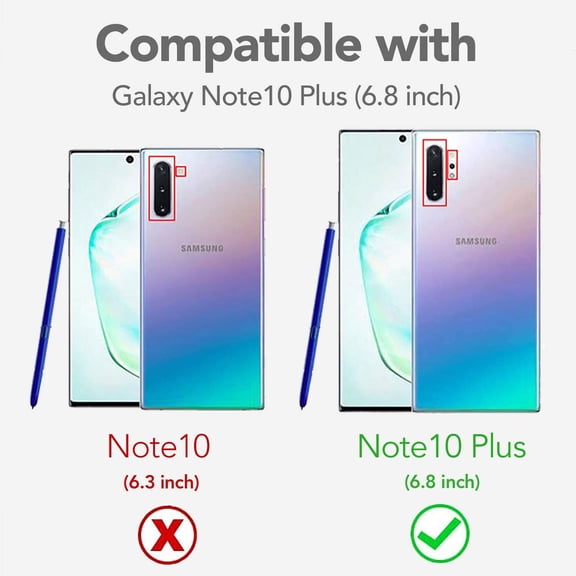 RIHJIN-Hybrid Dual-Layer Full-Body Case for Galaxy Note 10 Plus 5G 6.8" with Screen Protector (Gray Light Blue)