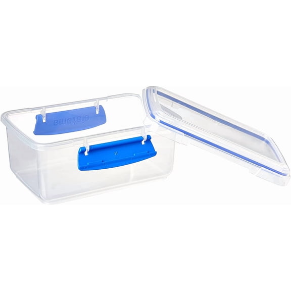RIHJIN-KLIP IT Rectangular Collection Food Storage Container, 33.8 oz./1.0 L, Clear/Blue, 3 Count