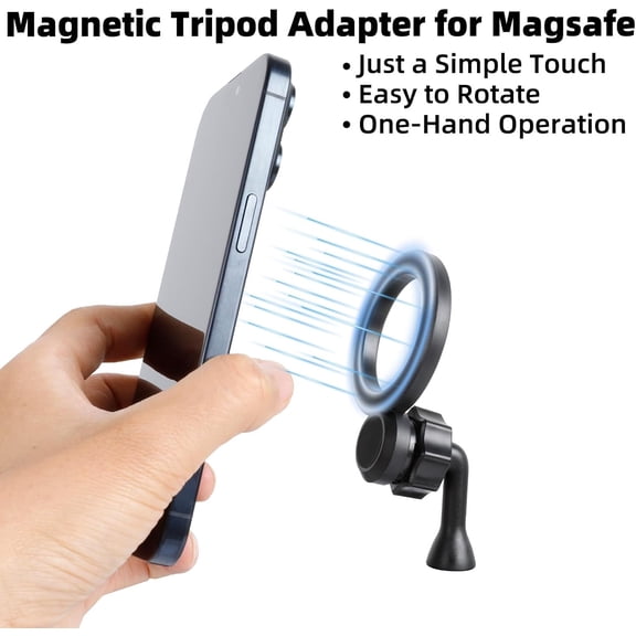 RIHJIN-Magnetic Tripod Holder Mount Adapter for MagSafe, Magnet Phone Holder Adapter with 1/4"-20 Screw Hole for iPhone 12 13 14 15 16 Plus Pro Max All Series