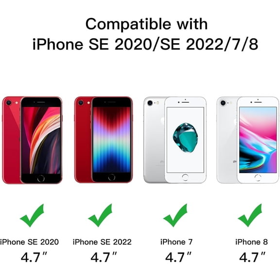 RIHJIN-Matte Case for iPhone SE 3/2 (2022/2020), iPhone 8/7, 4.7-Inch, Shockproof Military Grade Drop Protection, Frosted Translucent Back Phone Cover, Anti-Fingerprint (Red)