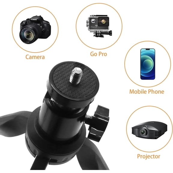 RIHJIN-Mini Phone Tripod, Lightweight Tabletop Travel Stand with 360 Metal Ball Head, Smartphone Mount & Remote Control for iPhone Samsung Cellphone Camera Gopro Small DSLR