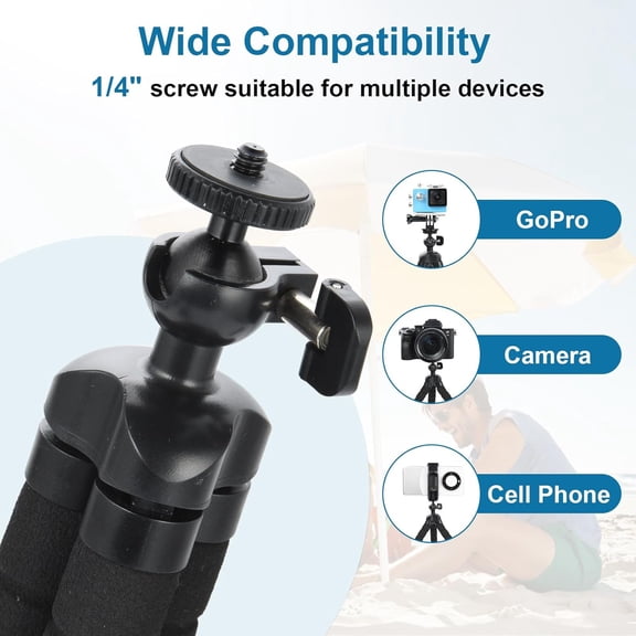 RIHJIN-Octopus Phone Tripod, Portable Phone Holder Flexible Cell Phone Tripod Stand with Wireless Remote, Mini Travel Camera Stand Compatible with iPhone, Android All the Phones, Samsung, GoPro, Blac