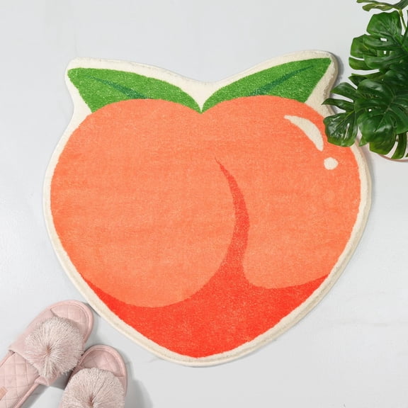 RIHJIN-Peach Bath Mat Peachy Fruit Bathroom Rugs for Living Room and Bedroom, Non Slip Small Washable Rug Peach Bathroom Decor
