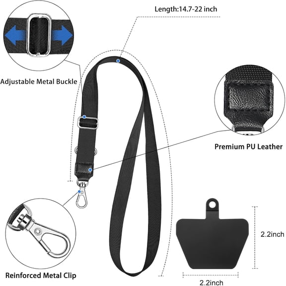 RIHJIN-Phone Lanyard, Cell Phone Tether Pads Compatible with iPhone & All Smartphones in Full Cover Cases