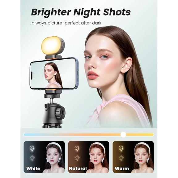 RIHJIN-Phone Tripod with Light, Portable and Flexible Phone Stand for Video Recording with Wireless Remote, 360 Rotating Tabletop & Travel Tripods for iPhone, Smartphones, Camera