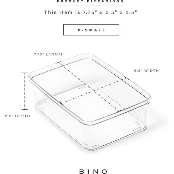 RIHJIN-| Plastic Storage Bins, X-Small - 5 Pack | THE LUCID COLLECTION | Multi-Use Built-In Handles BPA-Free Clear Storage Containers | Fridge Organizer | Pantry & Home Organization