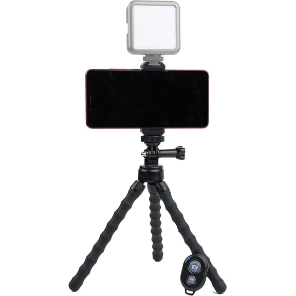 RIHJIN-Portable and Flexible Phone Tripod Stand with Wireless Remote, Travle Tripod Compatible with iPhone 17 16 15,Android for Video Recording, Travle, Vlogging Selfie