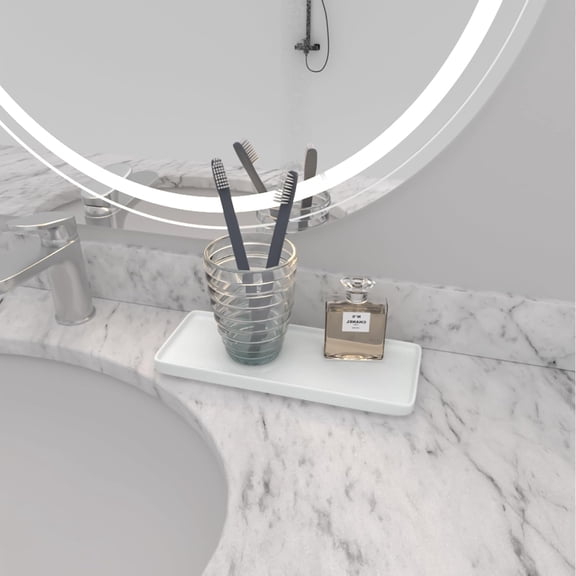 RIHJIN-Premium Ceramic Bathroom Tray Sleek Non-Slip Organizer for Shower, Countertop, Vanity | 9.25x3.66inch | Easy-Clean, Corrosion-Resistant
