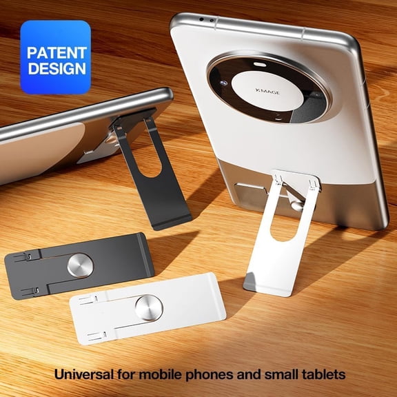 RIHJIN-Rotatable Ultra-Thin Invisible Phone Kickstand - Adjustable Vertical and Horizontal Placement Stand, Compatible with Any Cellphone (Black)