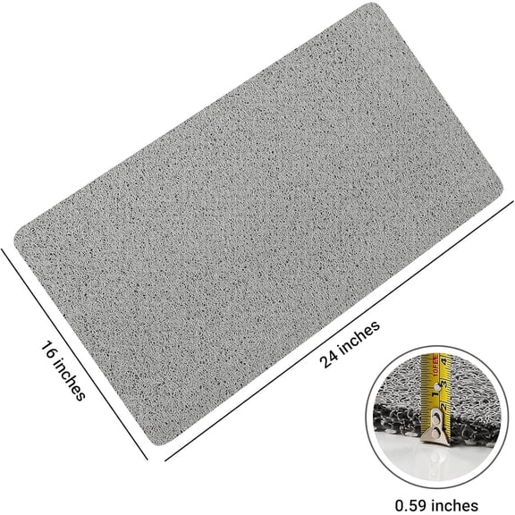 RIHJIN-Shower Mat Bathtub Mat,24x16 inch, Non-Slip Bath Mat with Drain, Quick Drying PVC Loofah Bathmat for Tub,Shower,Bathroom (Phthalate Free,Grey)