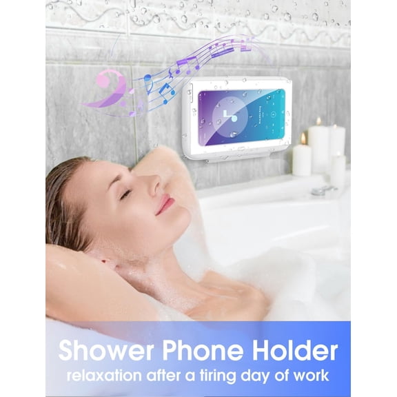 RIHJIN-Shower Phone Holder Waterproof, 480 Rotatable Adjustable Bathroom Wall Phone Mount Stand, Anti-Fog High Sensitivity iPhone Case, Anti Fog Case Bathroom Accessories for 4-7'' Cellphones
