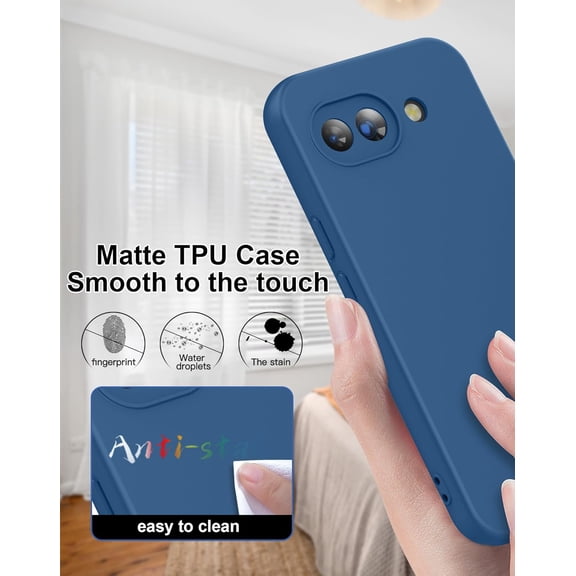 RIHJIN-Silicone Case for Google Pixel 10a, Liquid Gel Rubber Bumper Case with Soft Microfiber Lining Cushion Slim Hard Shell Shockproof Protective Cover for Pixel 10a 2026 (Blue)