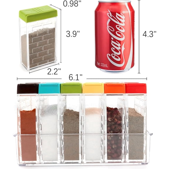 RIHJIN-Spice Shaker Jars, Plastic Seasoning Shaker Box Condiment Set for Travel, Seasoning Storage Containers,Color