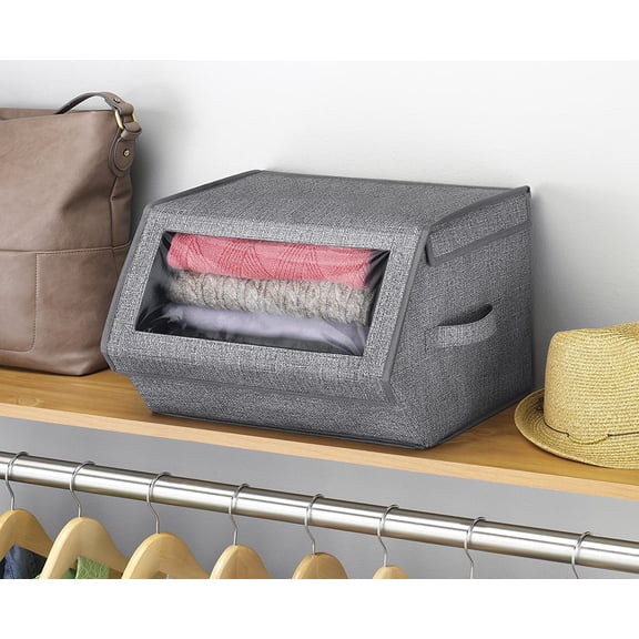RIHJIN-Stackable Window Box, Crosshatch Gray