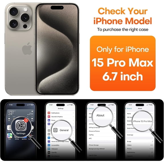RIHJIN-Strong Magnetic for iPhone 15 Pro Max Case [Camera Protection] [Military Grade Drop Tested] [Compatible with MagSafe] Slim Translucent Matte Phone Case (6.7") - Black
