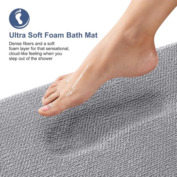 RIHJIN-Toilet Rugs U-Shaped 24x20, Extra Soft Absorbent Thick Memory Foam Contour Bathroom Rugs, Dry Quickly, Machine Washable, Non-Slip Toilet Bath Mat, Home Decor Accessories, Grey