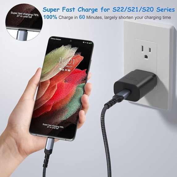 RIHJIN-USB C Charger Block, 25W Super Fast Charging Block PD 3.0 USB C Wall Charger Power Adapter for Samsung Galaxy S26 S26+ S25 S26 Ultra S24 S23fe Z Fold Flip Tab A16 A17 5G A03S A13 A23 A15 A53 A