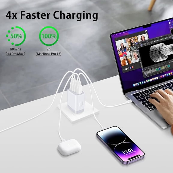 RIHJIN-USB Wall Charger Plug,2-Pack Charger Block Charging Cube Fast Charging Box Multi Plug Outlet Power Adapter Chargerr for iPhone 17 16 15 14 13 12 11 Pro Max SE XR XS X 8 7,Samsung Galaxy,Google