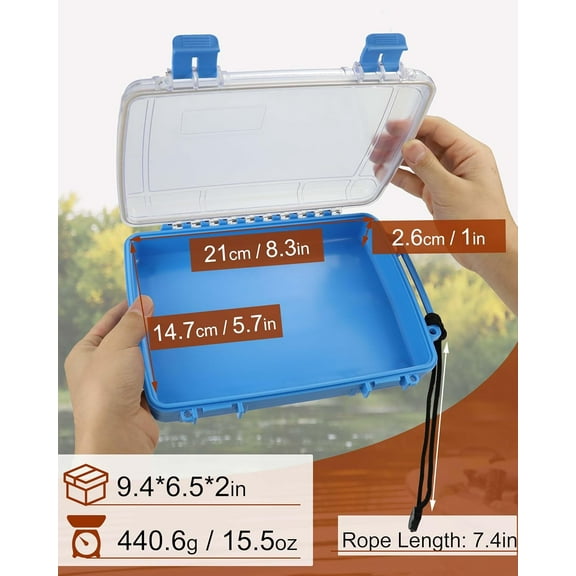 RIHJIN-Waterproof Dry Box Watertight Storage Box Waterproof Drybox for Kayak & Boat Waterproof Containers Dry Storage Box Floating Carrying Dry Tackle Box with Rope