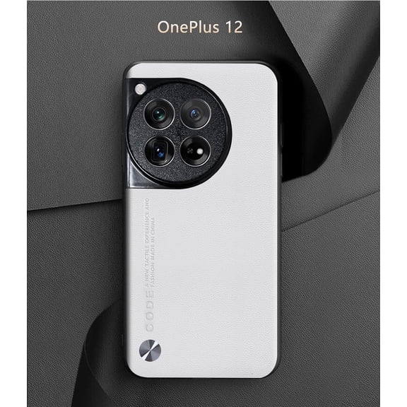 RIHJIN-for OnePlus 12 Case 5G, Soft TPU Artificial Leather Back, Extremely Light Ultra-Light Cover, Anti-Fingerprint-Scratch Camera Protection Phone Case for Oneplus 12 (White)
