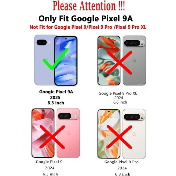 RIHJIN-for Pixel 9a Case,with Screen Protectors and Camera Cover,[Military Grade] 16ft.Drop Tested Cover with Magnetic Kickstand Protective Case for Google Pixel 9a, Blue