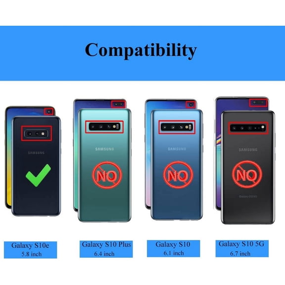RIHJIN-for Samsung Galaxy S10e Case with HD Screen Protectors, Military-Grade Metal Ring Holder Kickstand 15ft Drop Tested Shockproof Cover Case for Samsung Galaxy S10e (2019) Red