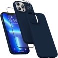 thumbnail image 1 of RIHJIN-for iPhone 13 pro Max Case - Soft Silicone Case with Screen Protector and Camera Lens Protector - Microfiber Lining Anti-Scratch Fullbody Protective Made for 13 pro Max Phone Case 6.7" Navy Bl, 1 of 4