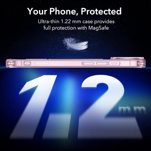 RIHJIN-for iPhone 14 Case iPhone 13 Case, Compatible with MagSafe, Military-Grade Protection, Resists Yellowing and Scratches, Magnetic Phone Case for iPhone 14 iPhone 13, Zero Series, Clear Pink