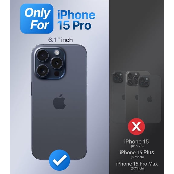 RIHJIN-for iPhone 15 Pro Case with Camera Cover, MagSafe-Compatible Case with Built-in Stand, Magnetic Phone Case Translucent Matte Shockproof for iPhone 15 Pro 6.1 inch - Navy Blue